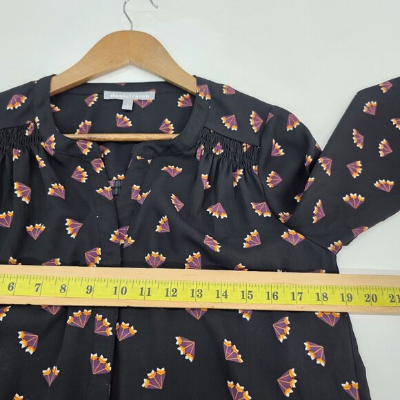 Daniel Rainn Womens S Boho Black Blouse 3/4 Sleeve Lightweight Printed Top - Picture 11 of 16